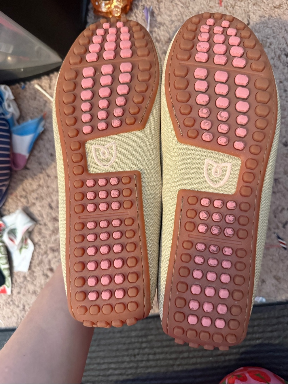 Rothy's Beige and Cream Knotted Canvas Driving Loafers - Picture 4 of 5